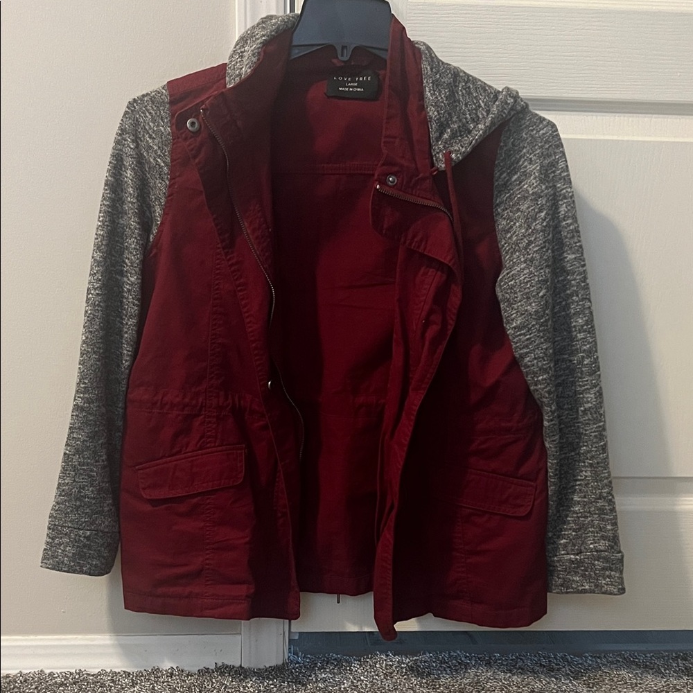 Love Tree Red and Gray Utility Jacket